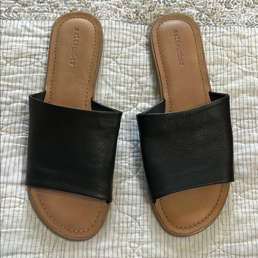Buckle Women's Black Slide Sandals
